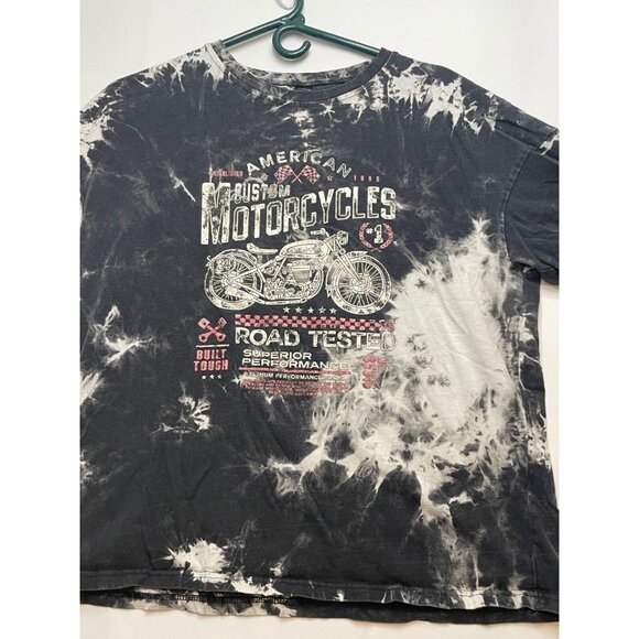 American Custom Motorcycles shirt adult large short sleeve tye dye black - Picture 7 of 11